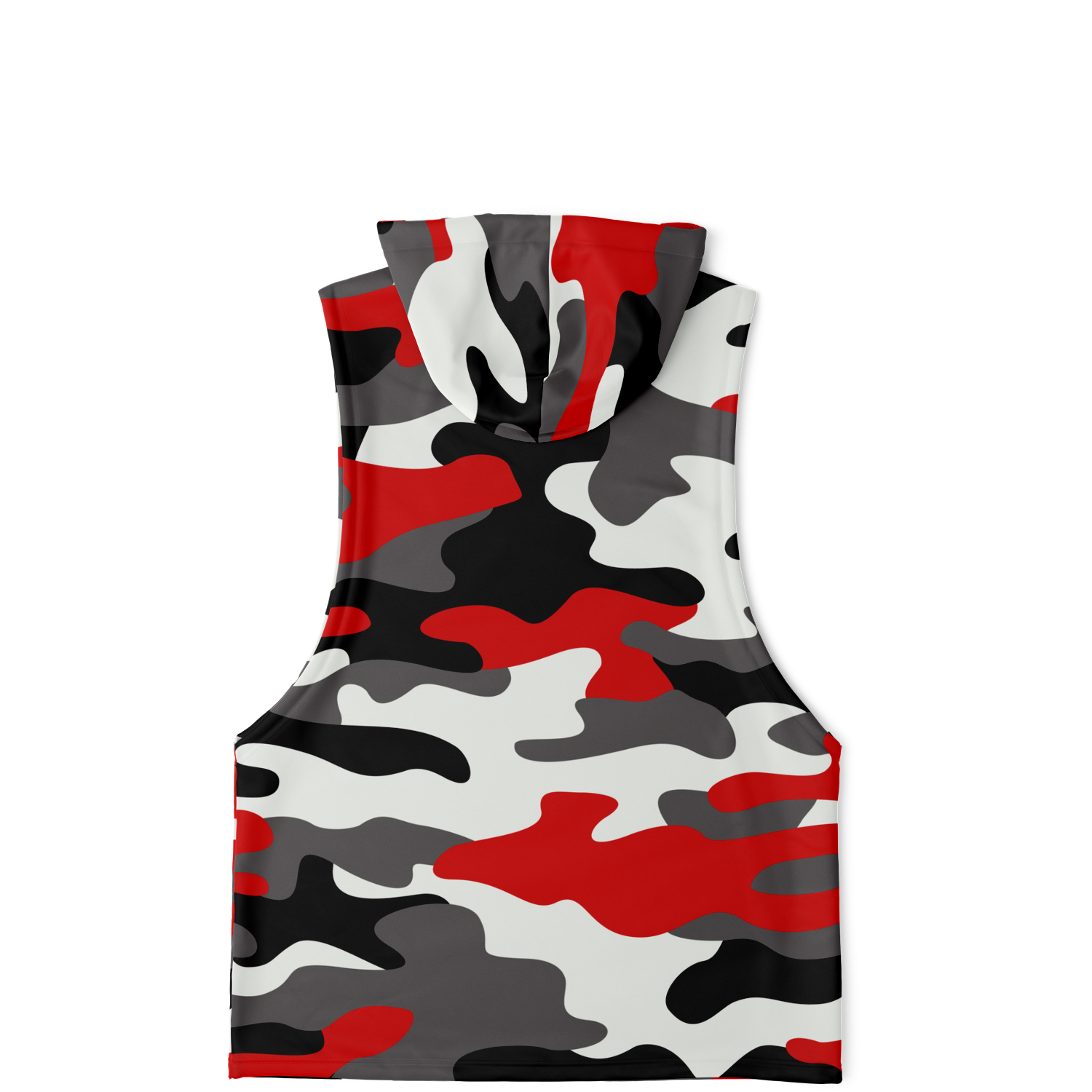 Sleeveless Hoodie | Red, Black & White Camouflage