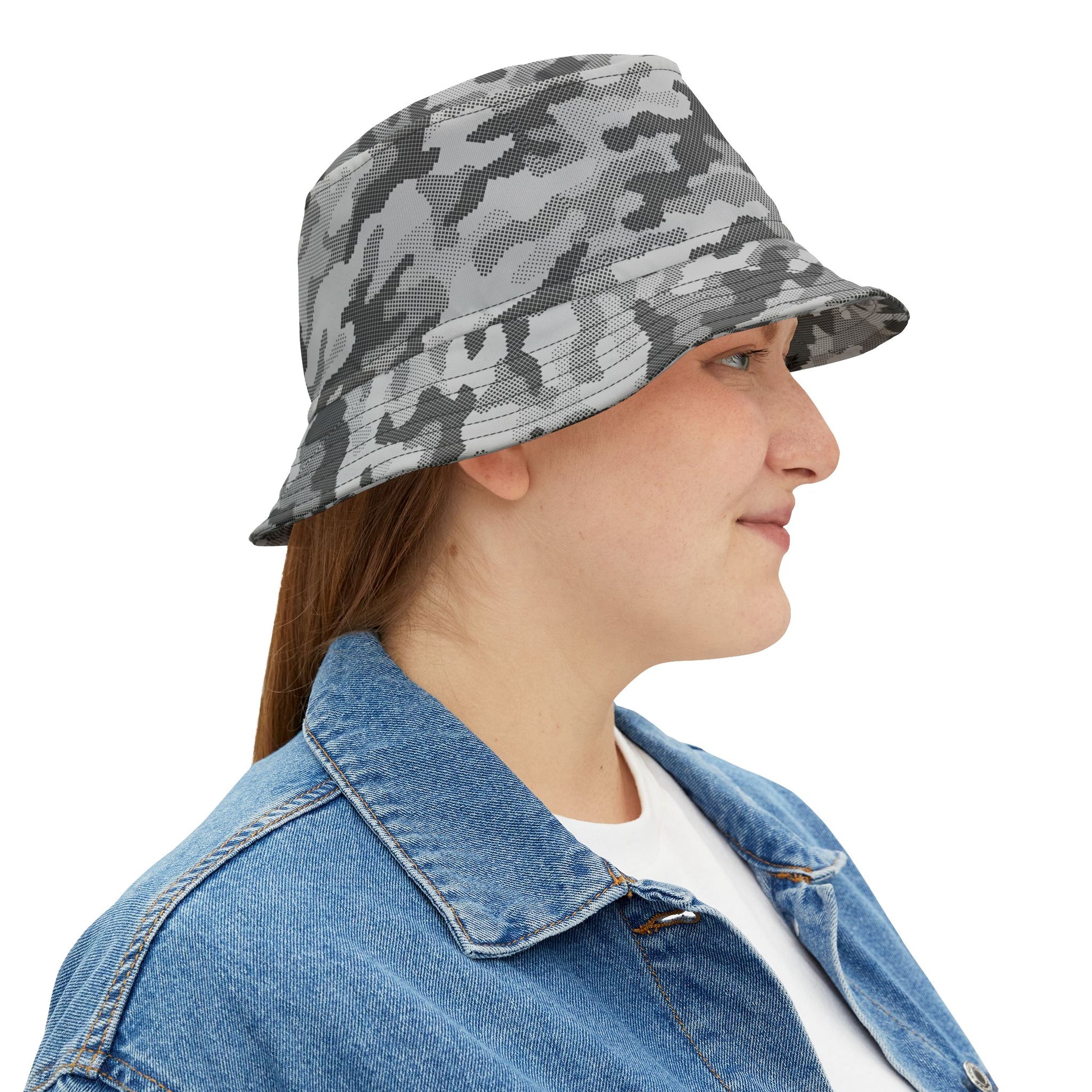 Camo Bucket Hat | Black & White Digital Camouflage