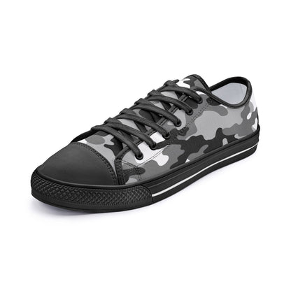 Camo Shoes | Low Top Canvas | Black, White, and Gray