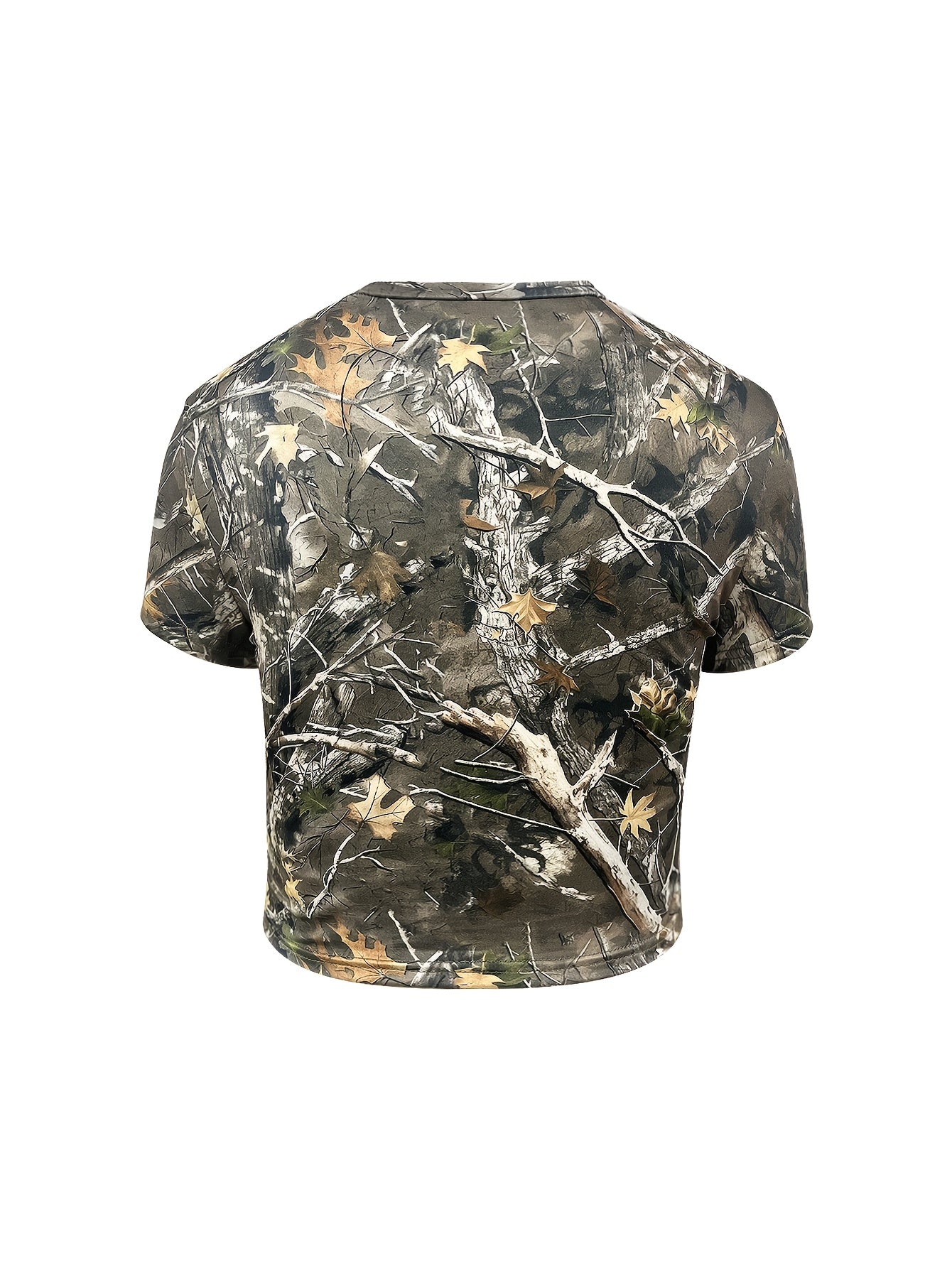 Women'S Camo Print Cropped T-Shirt | Crew Neck, Geometric Pattern