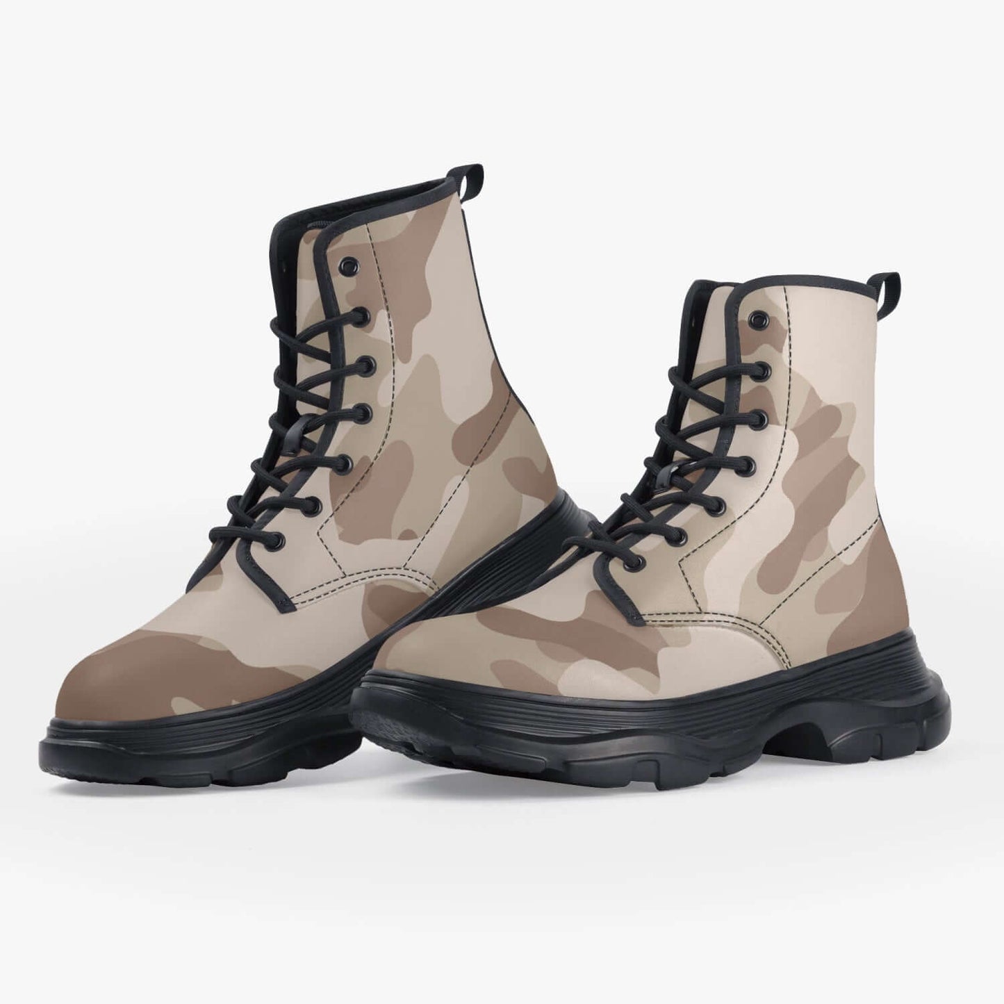 Chunky Boots | Leather in Desert Brown Camouflage