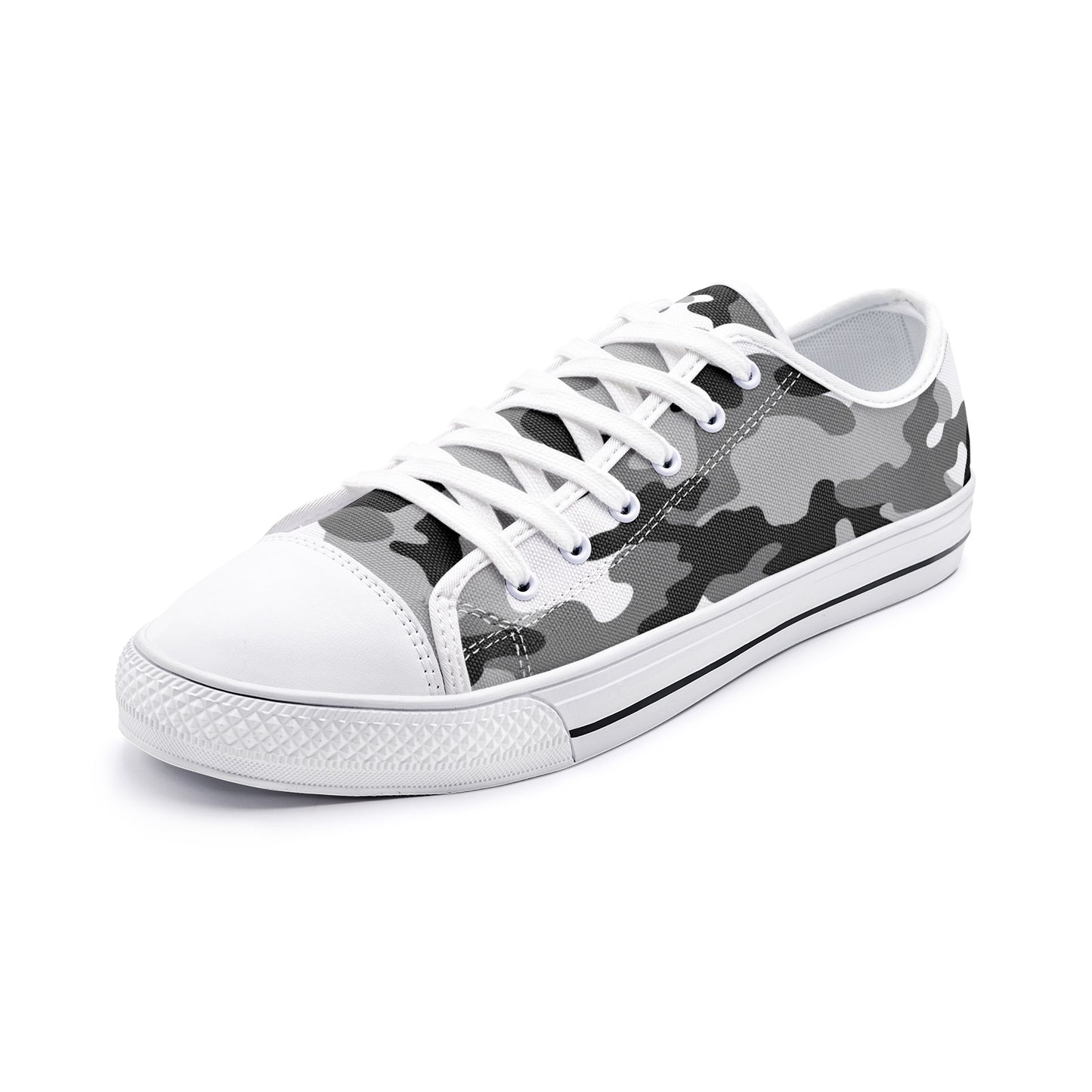 Camo Shoes | Low Top Canvas | Black, White, and Gray