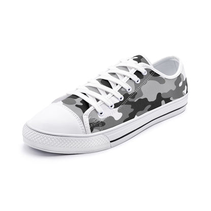 Camo Shoes | Low Top Canvas | Black, White, and Gray