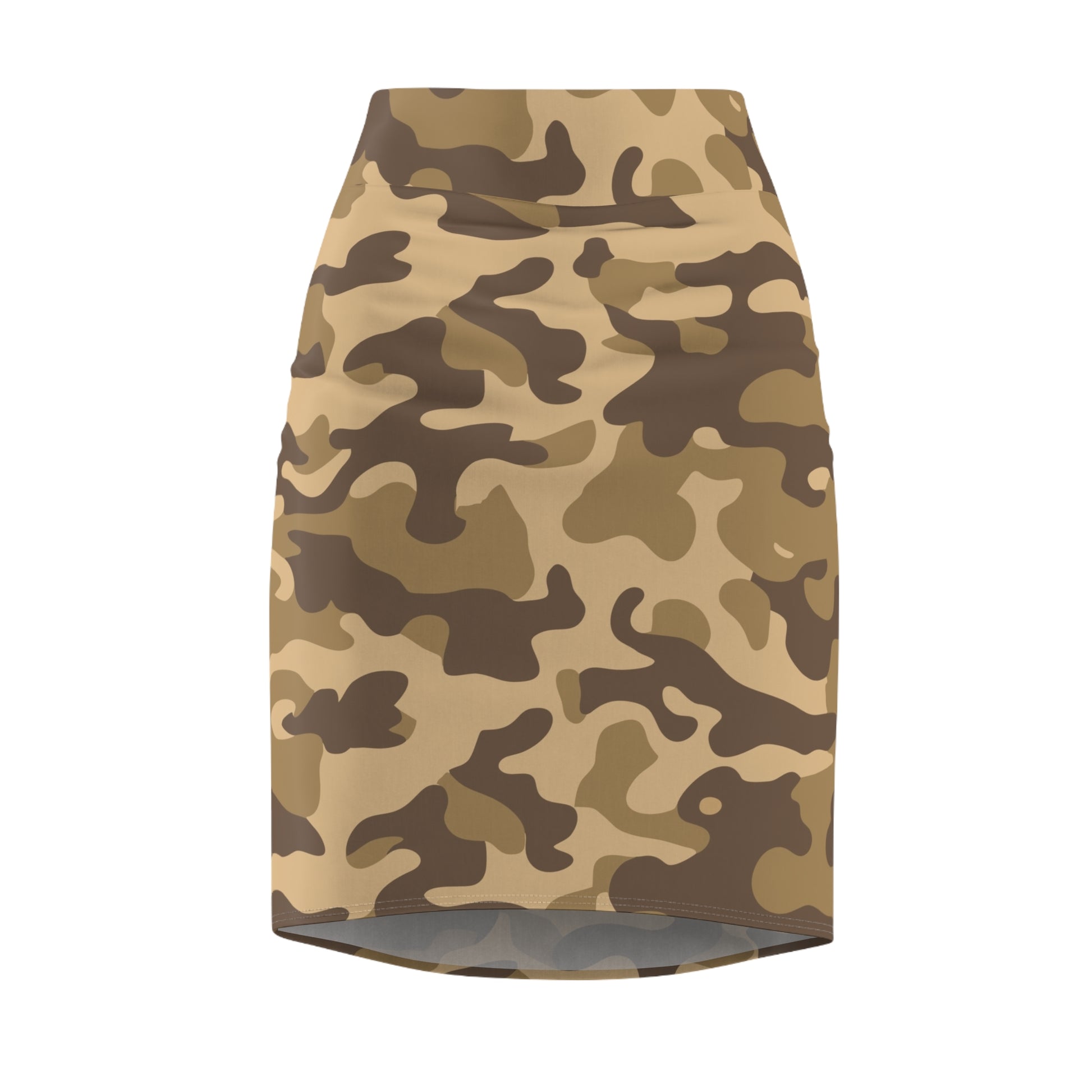 Camo Mini Skirt | Pencil Cut | Khaki Camouflage Pattern