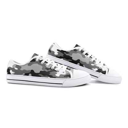 Camo Shoes | Low Top Canvas | Black, White, and Gray