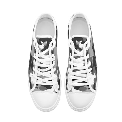 Camo Shoes | Low Top Canvas | Black, White, and Gray