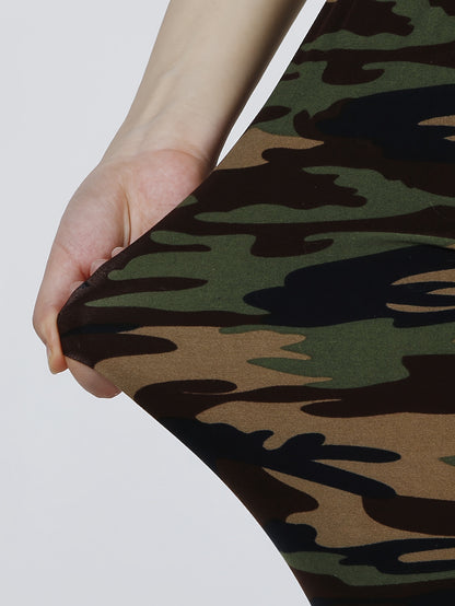 Leggings ajustados con estampado de camuflaje, leggings elásticos informales de cintura alta, ropa para mujer