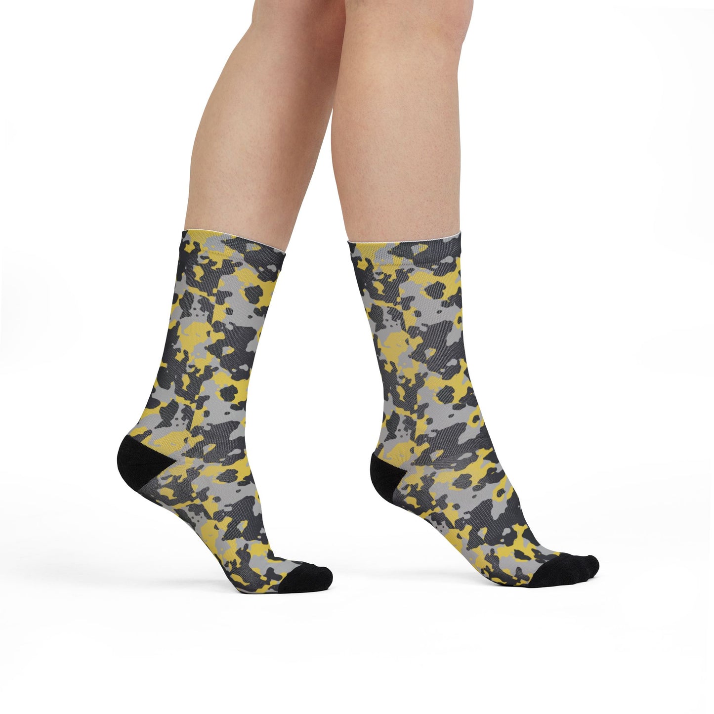 Camo Socks | Yellow, Black, and Silver | Sublimation Crew