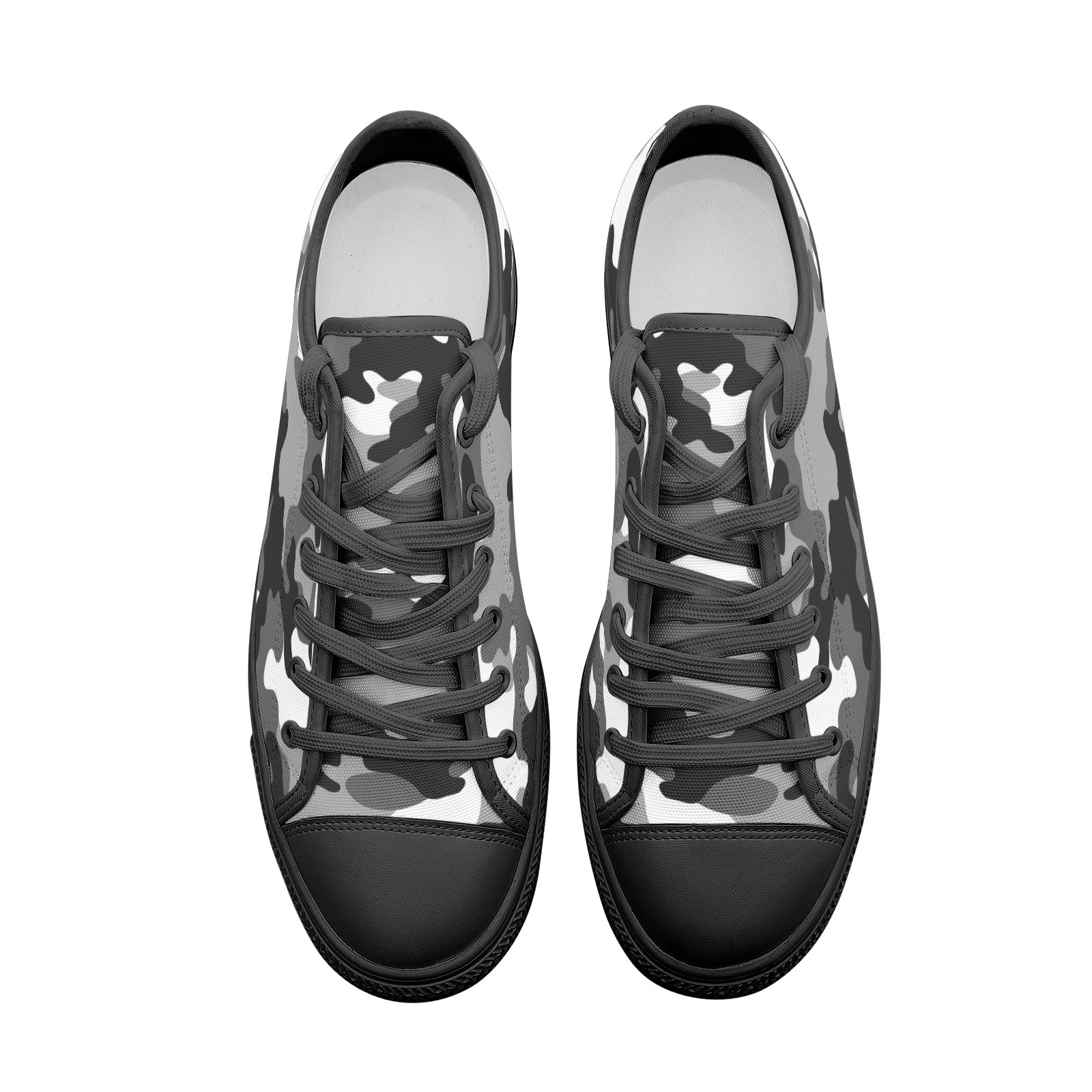 Camo Shoes | Low Top Canvas | Black, White, and Gray