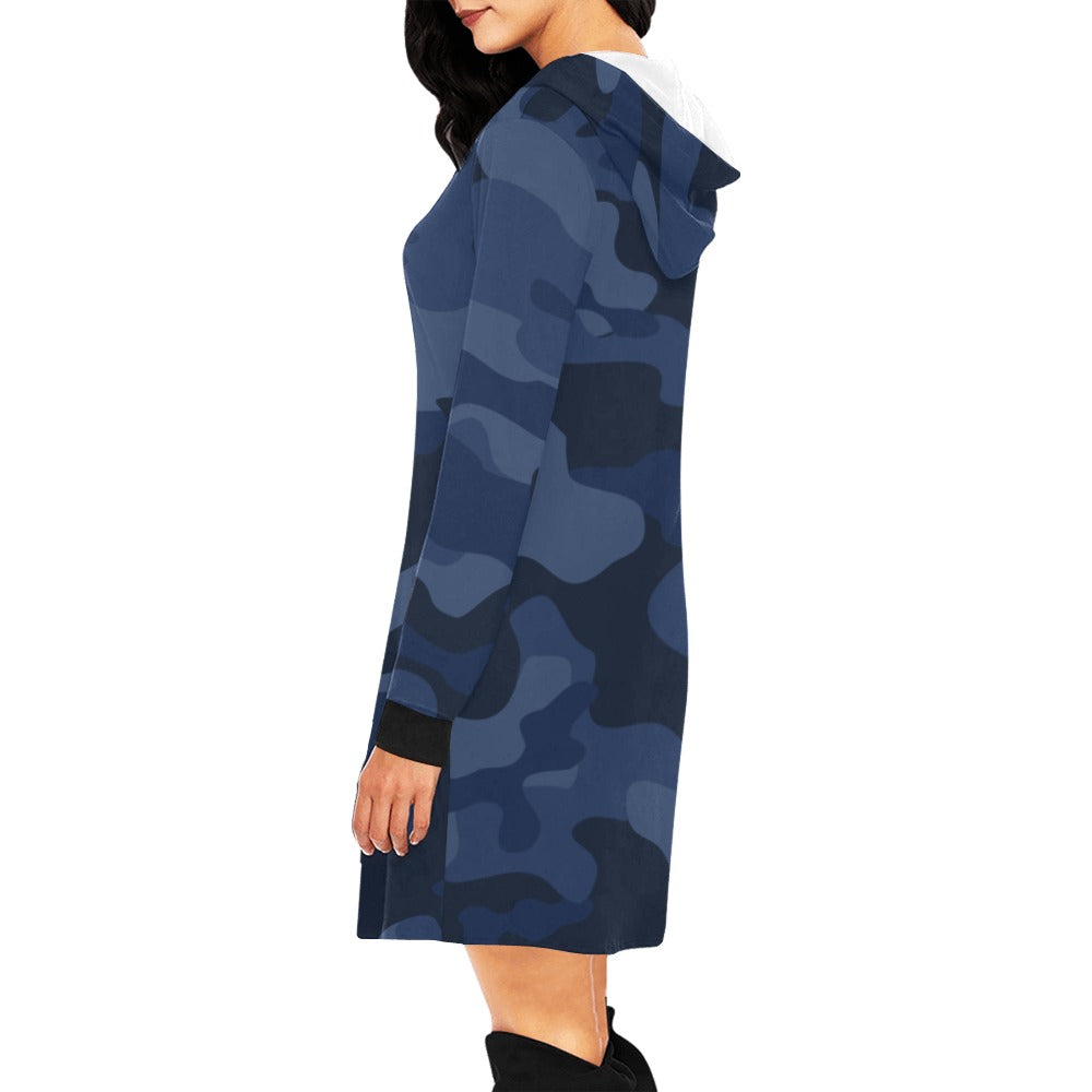 Camo Hoodie Dress | Deep Blue Camouflage