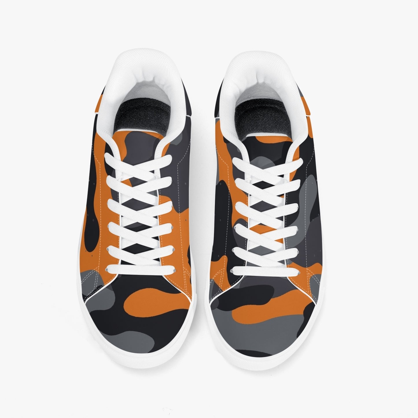 Camo Sneakers | Classic Low-Top | Orange, Black, & Gray