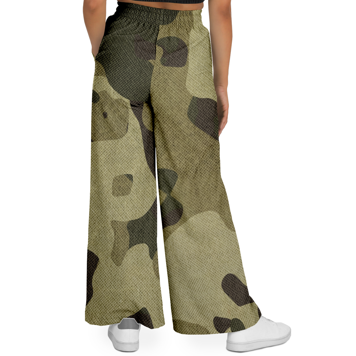 Camo Wide Leg Pants | Green Fabric Camouflage