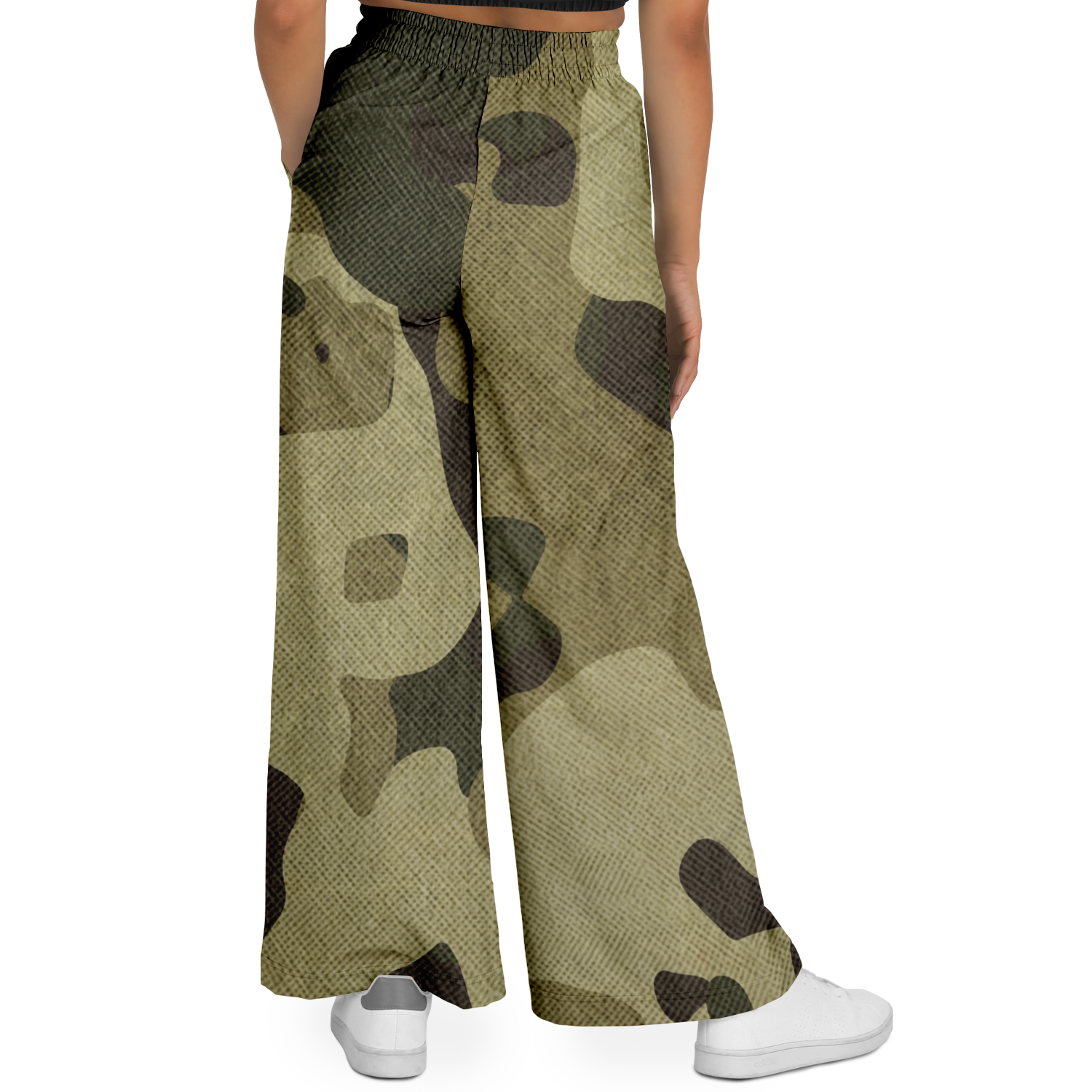 Camo Wide Leg Pants | Green Fabric Camouflage