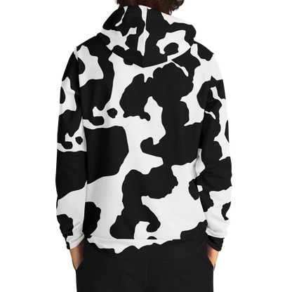 Camo Hoodie | Black & White Cow Camouflage