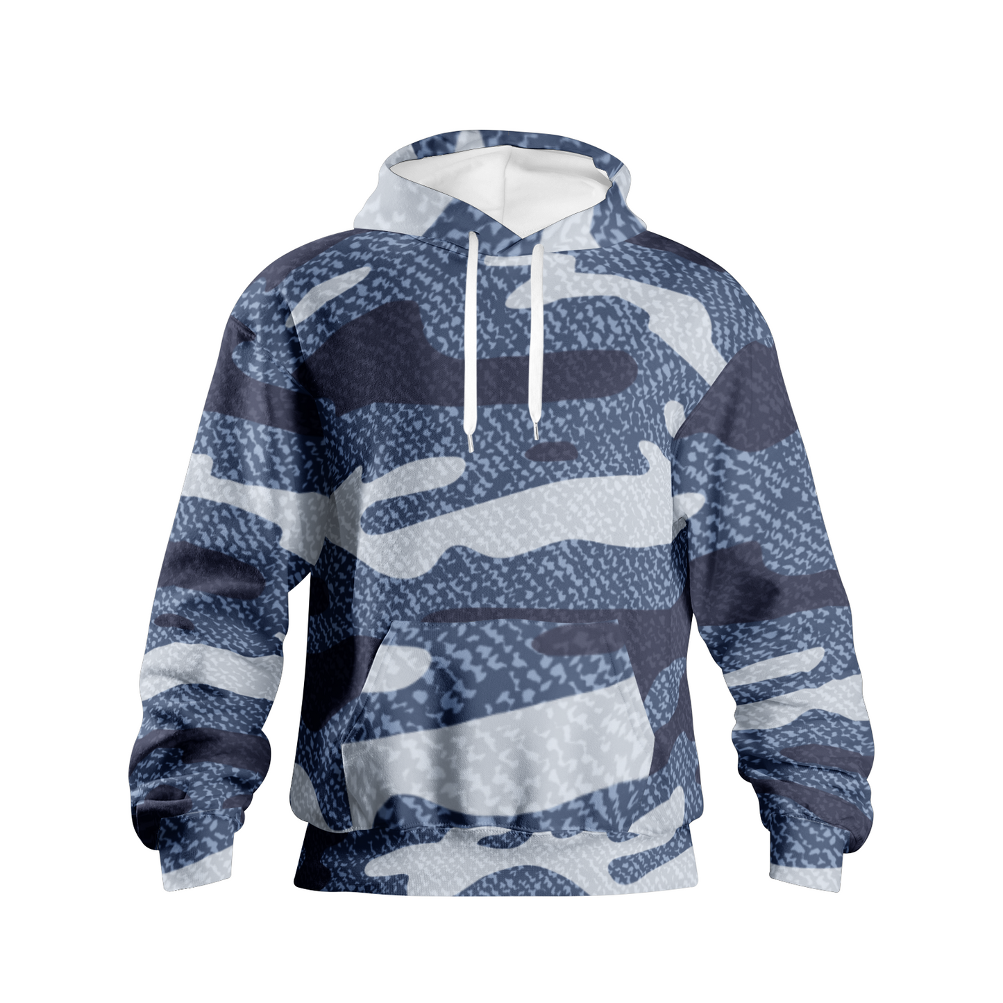 Blue and White Camouflage Jeans Pattern Hoodie | Unisex