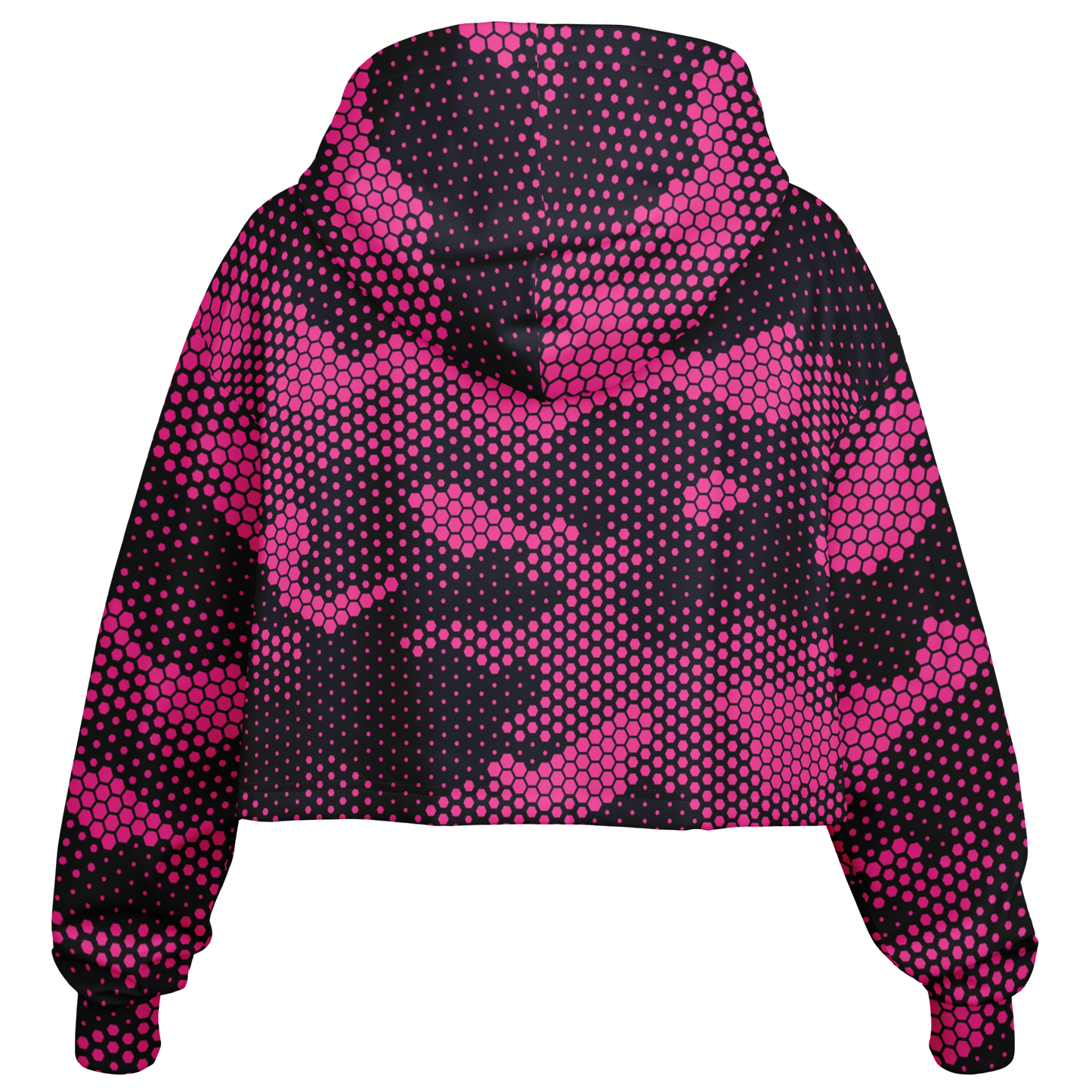 Cropped Hoodie For Women | Pink Digital Dotted Hexagonal