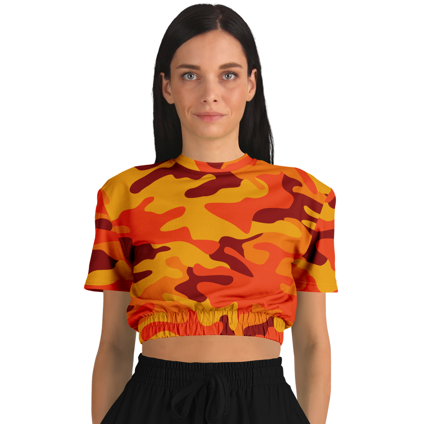 Camo Crop Top Sweatshirt | Orange & Red Camouflage