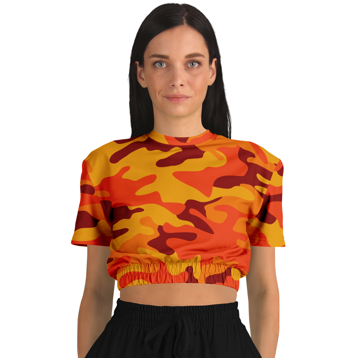 Camo Crop Top Sweatshirt | Orange & Red Camouflage