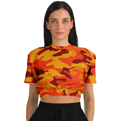 Camo Crop Top Sweatshirt | Orange & Red Camouflage