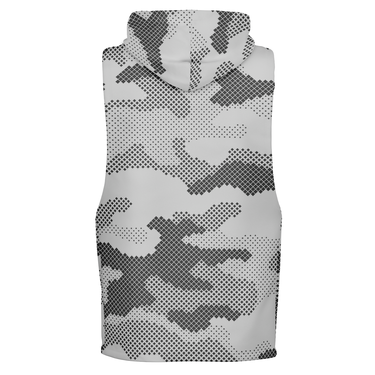 Sleeveless Hoodie | Black & White Digital Dotted