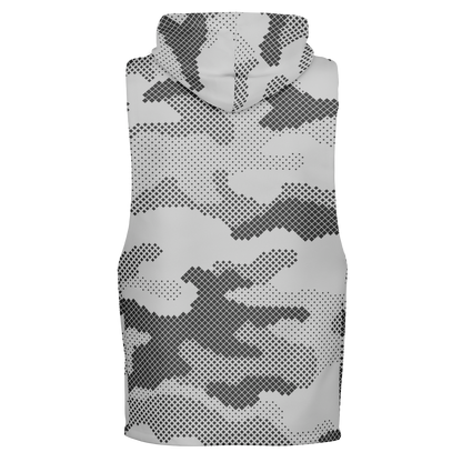 Sleeveless Hoodie | Black & White Digital Dotted