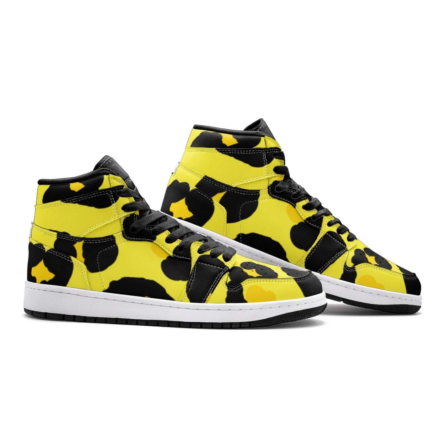 Camo Sneakers AJ1 | High Top | Black and Yellow Leopard