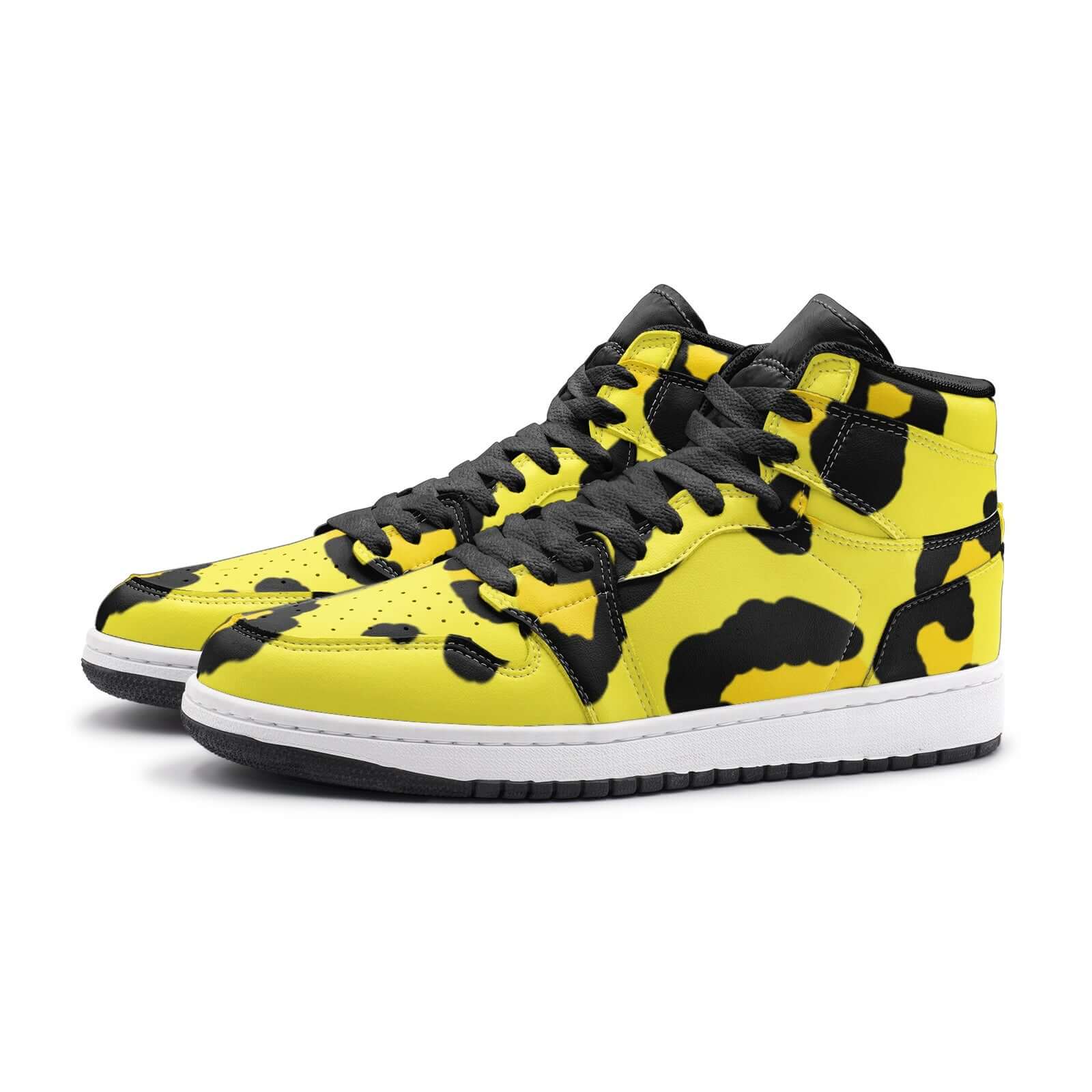 Camo Sneakers AJ1 | High Top | Black and Yellow Leopard