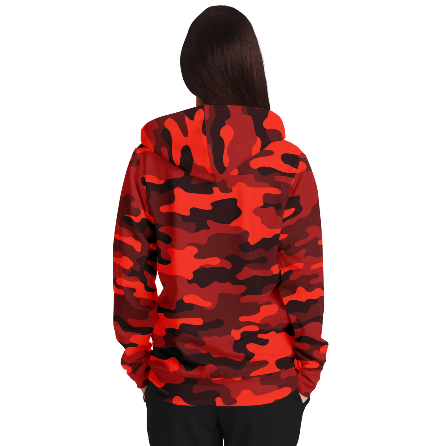 Zip-Up Hoodie | Scarlet Red & Black Camouflage