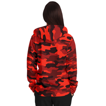 Zip-Up Hoodie | Scarlet Red & Black Camouflage