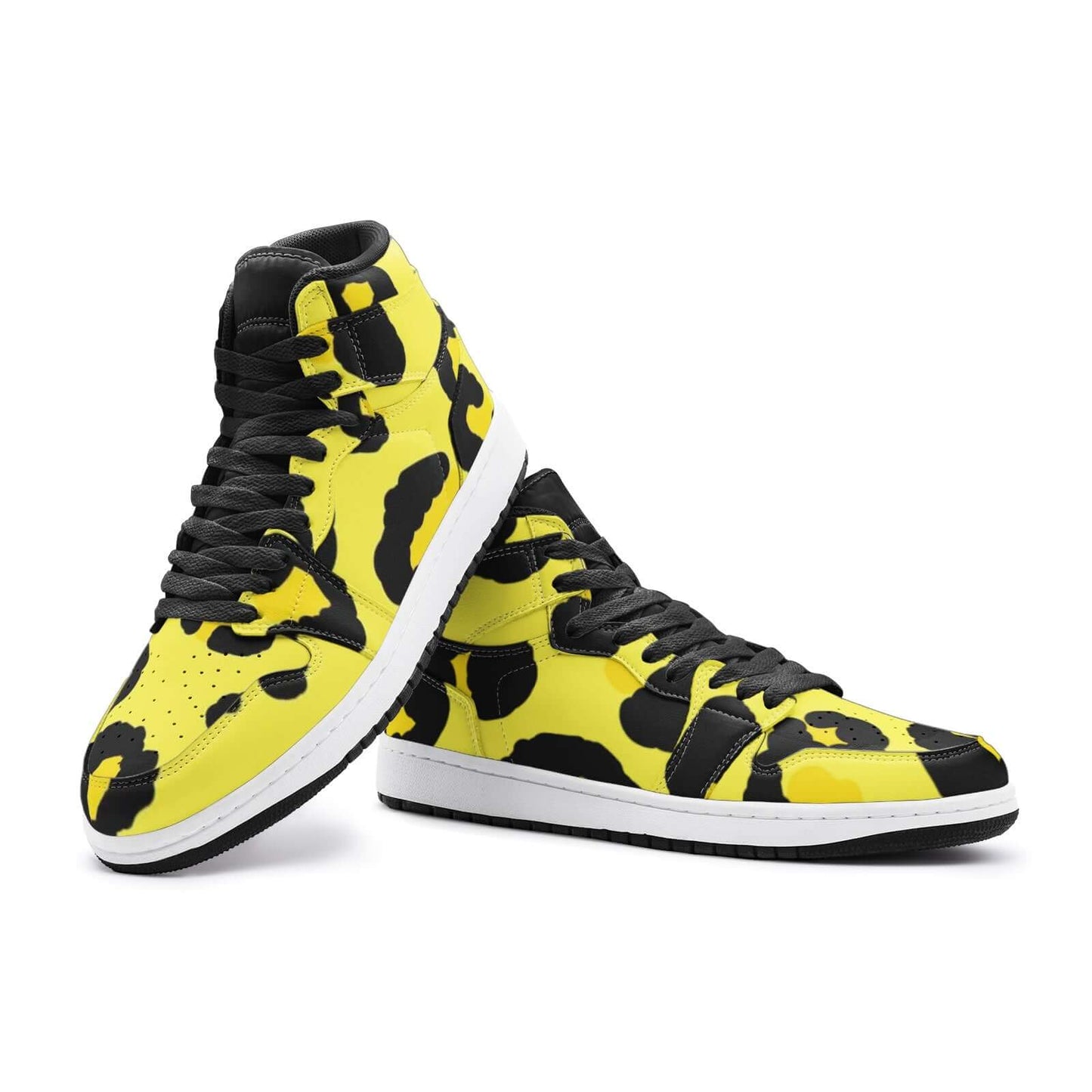 Camo Sneakers AJ1 | High Top | Black and Yellow Leopard