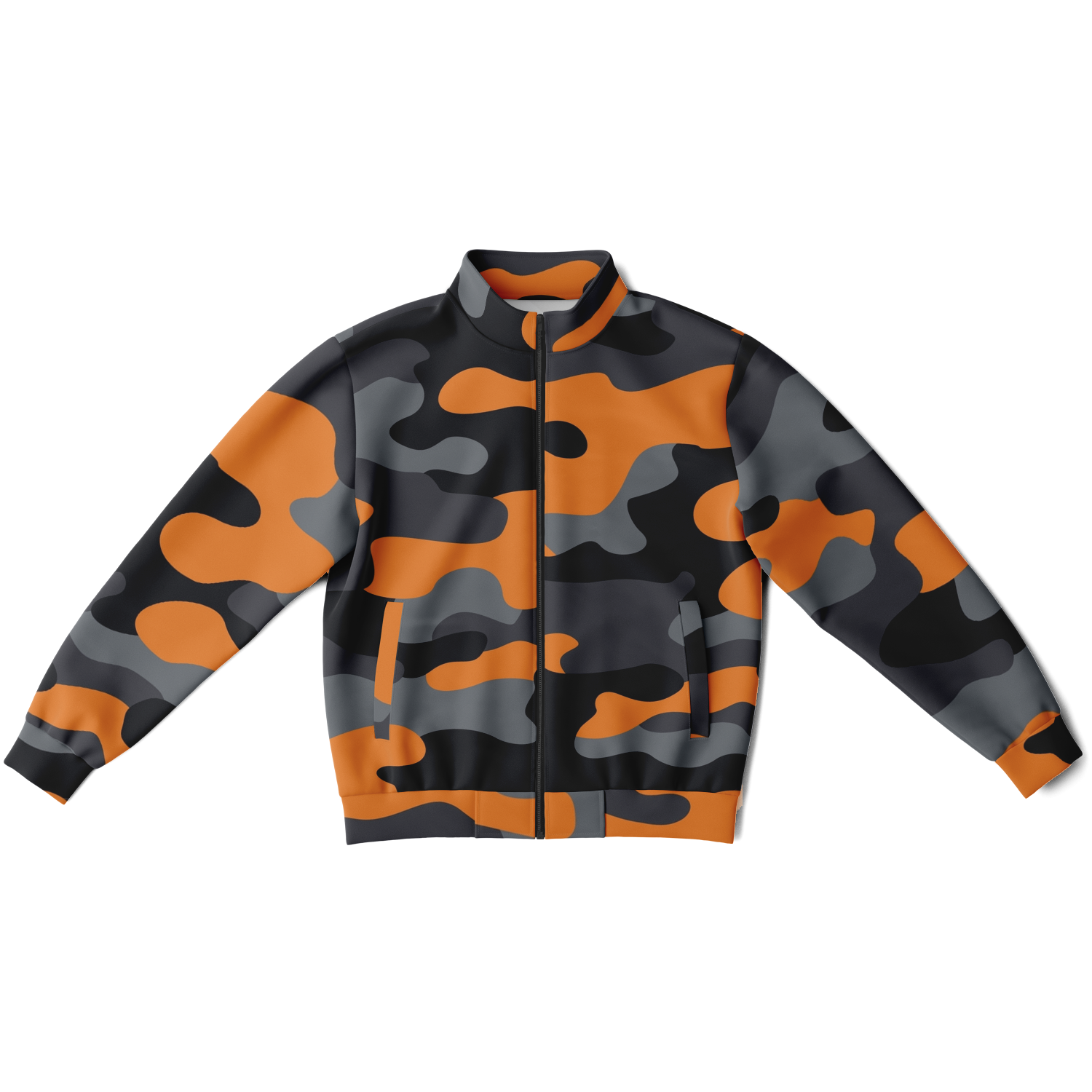 Camo Track Jacket | Orange, Black & Gray Camouflage