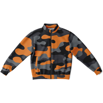 Camo Track Jacket | Orange, Black & Gray Camouflage