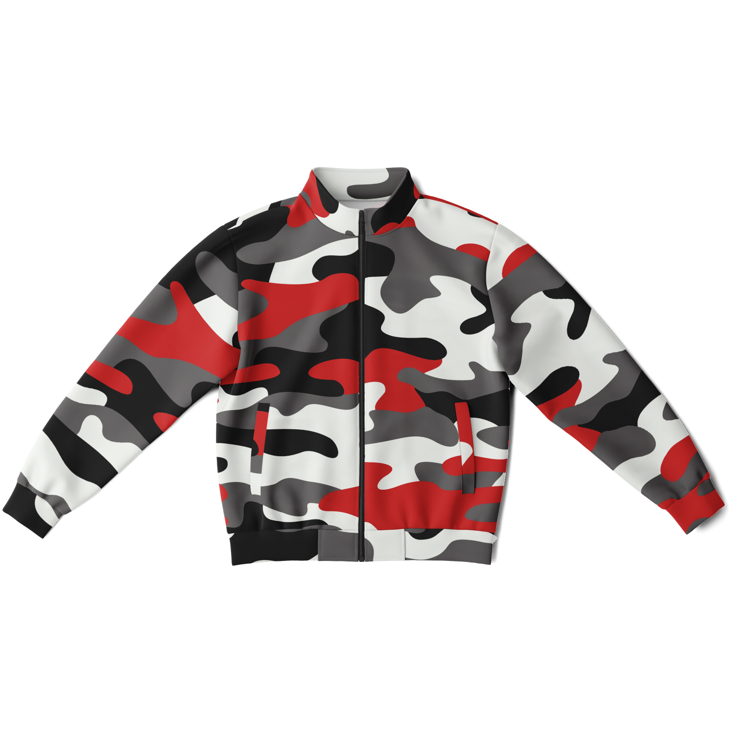 Camo Track Jacket | Red, Black & White Camouflage