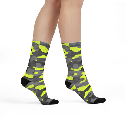 Camo Socks | Yellow, Black, and Gray | Sublimation Crew