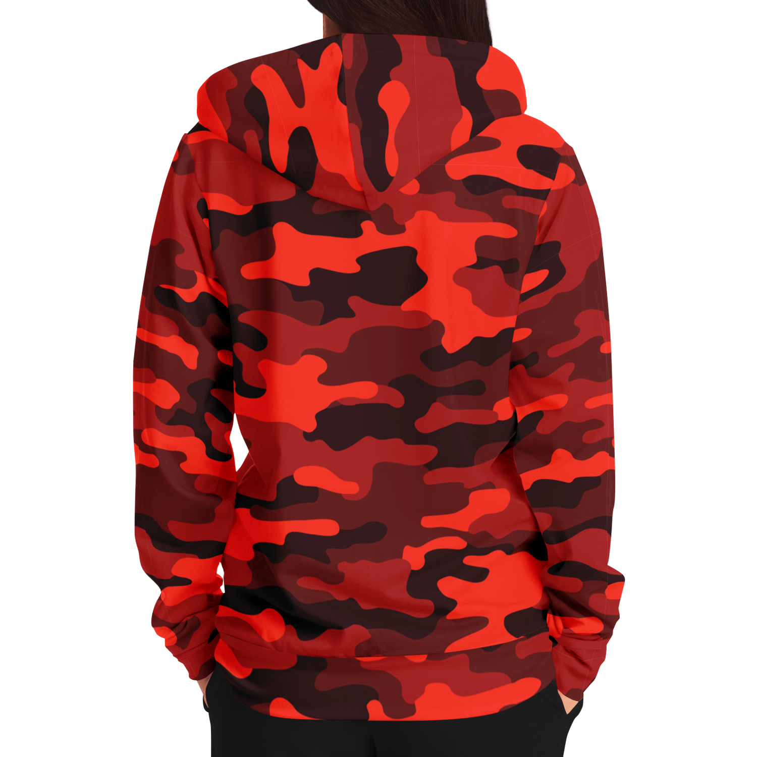 Zip-Up Hoodie | Scarlet Red & Black Camouflage