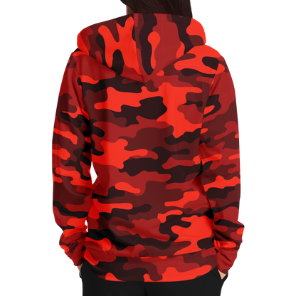 Zip-Up Hoodie | Scarlet Red & Black Camouflage