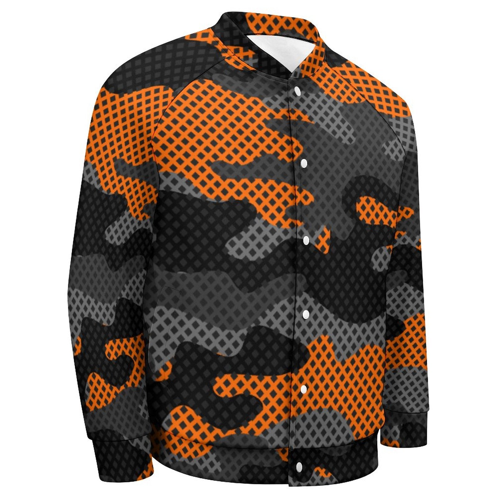 Men's Camo Jacket | Black & Orange Pixel Camouflage