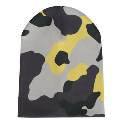 Camo Beanie | Yellow, Black & Silver Camouflage