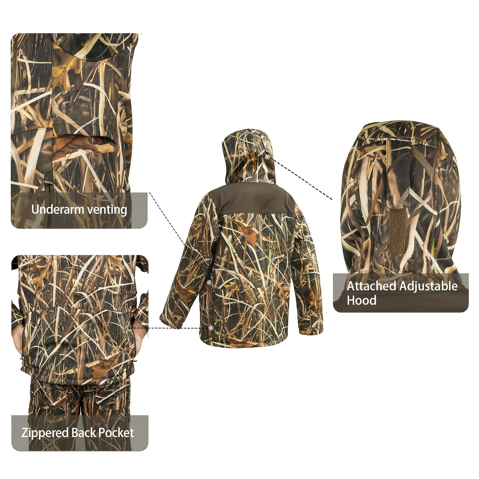 Men's Camo Jacket | Dark Brown | Hooded Outdoor Gear