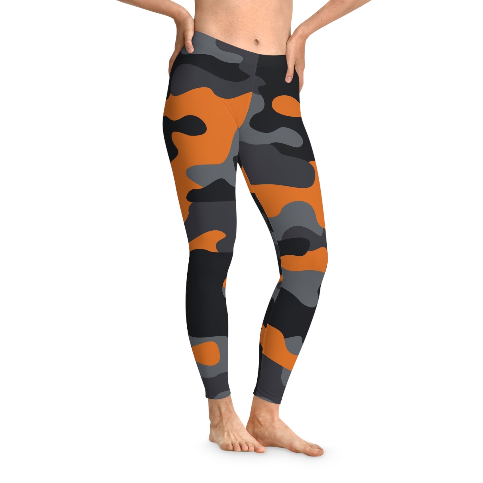 Camo Leggings For Women | Orange, Black, and Gray Camouflage