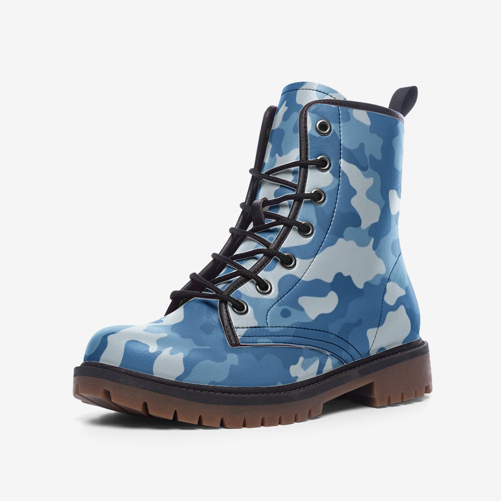 Military Blue Camo Boots | Lightweight Leather