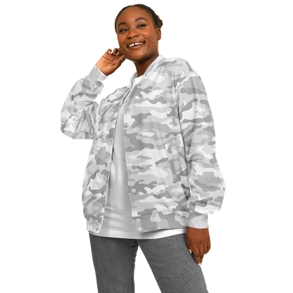 Snow Camo Jacket | Heavyweight Baseball | White & Light Grey