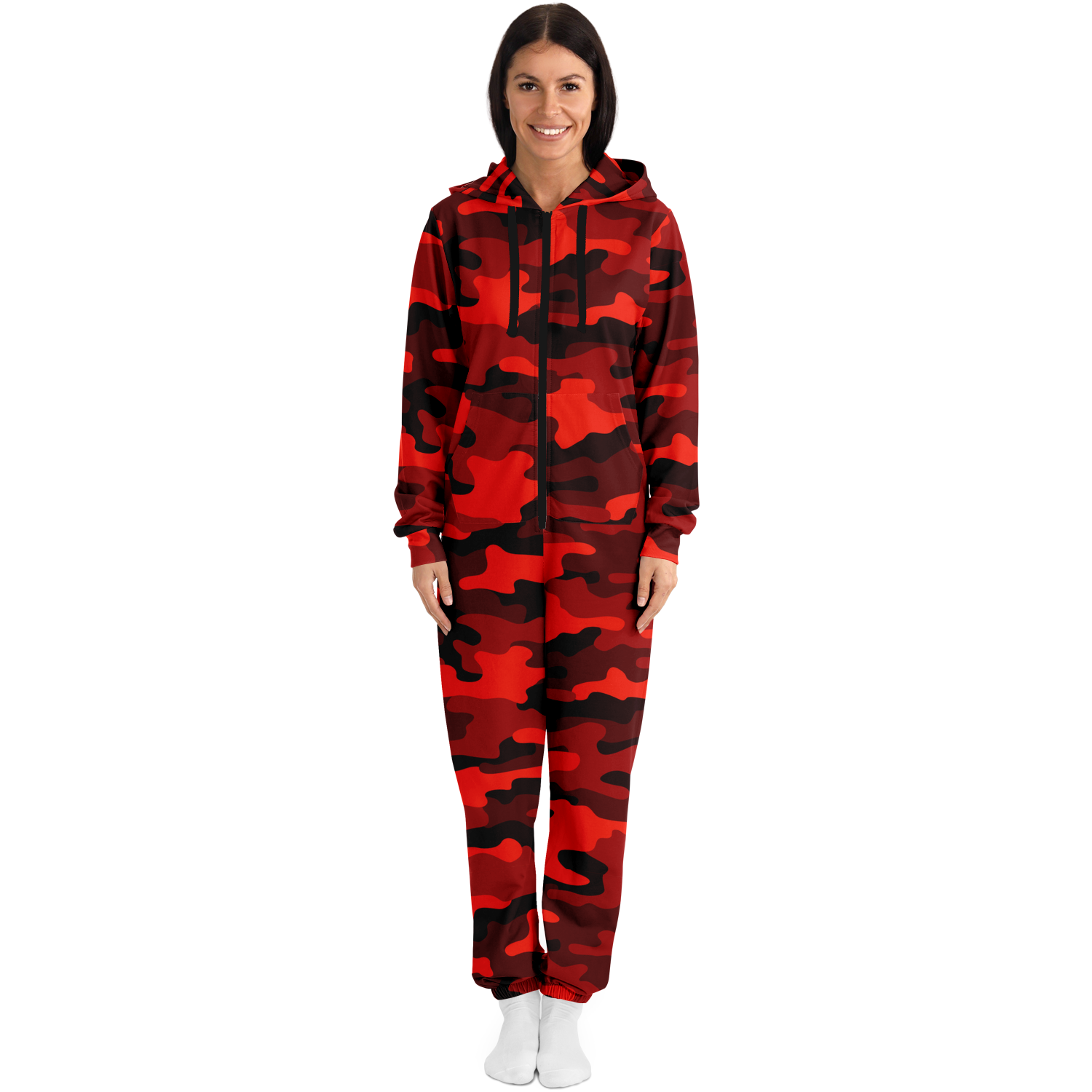 Camo Onesie | Scarlet Red and Black Camouflage