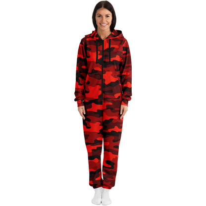 Camo Onesie | Scarlet Red and Black Camouflage