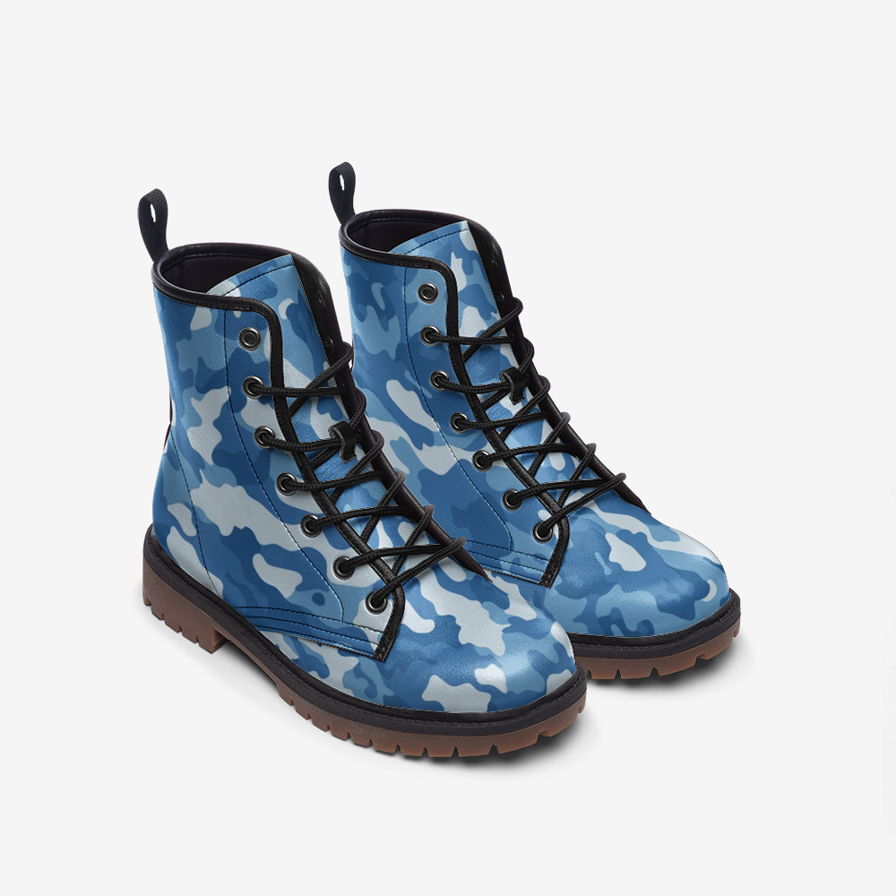 Military Blue Camo Boots | Lightweight Leather