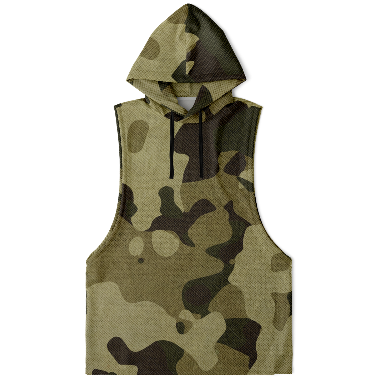 Sleeveless Hoodie | Green Fabric Camouflage