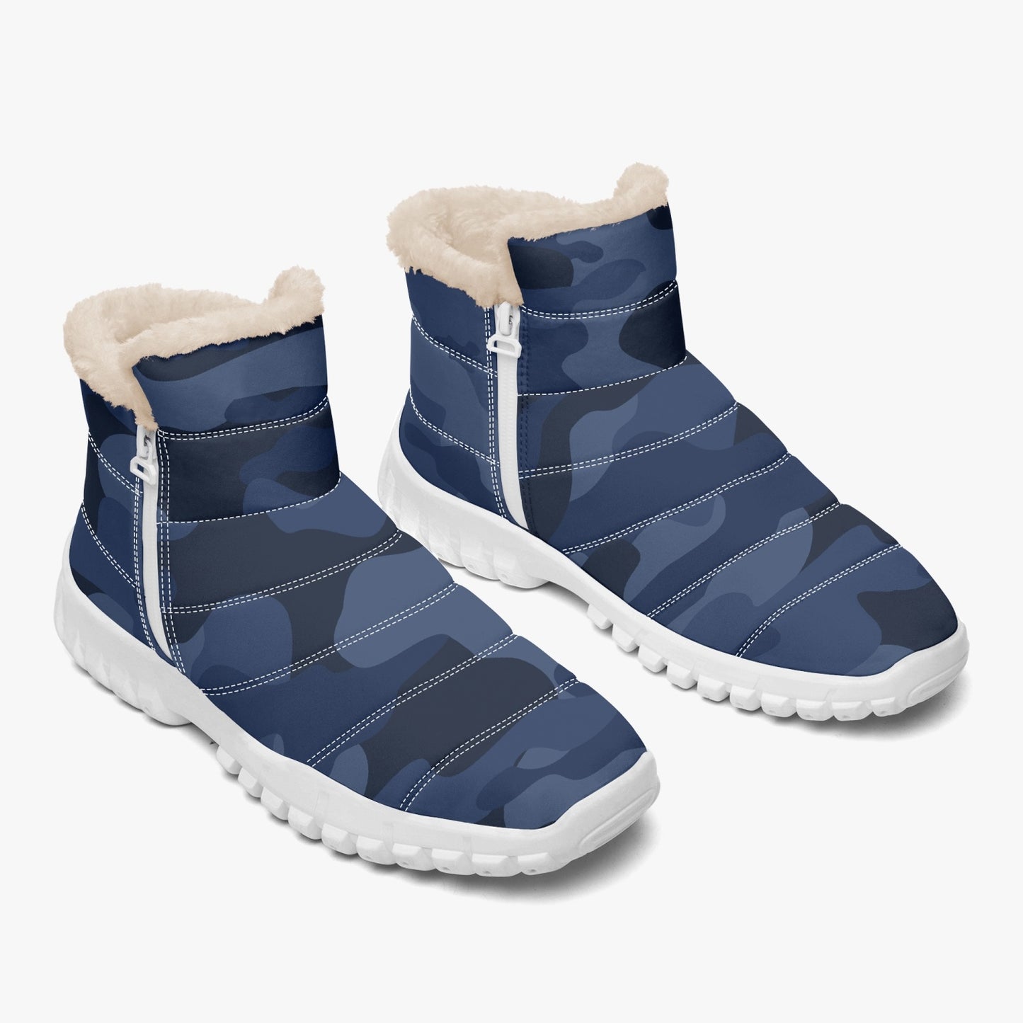 Camo Boots | Cotton-pad Fur Zipper Up | Deep Blue