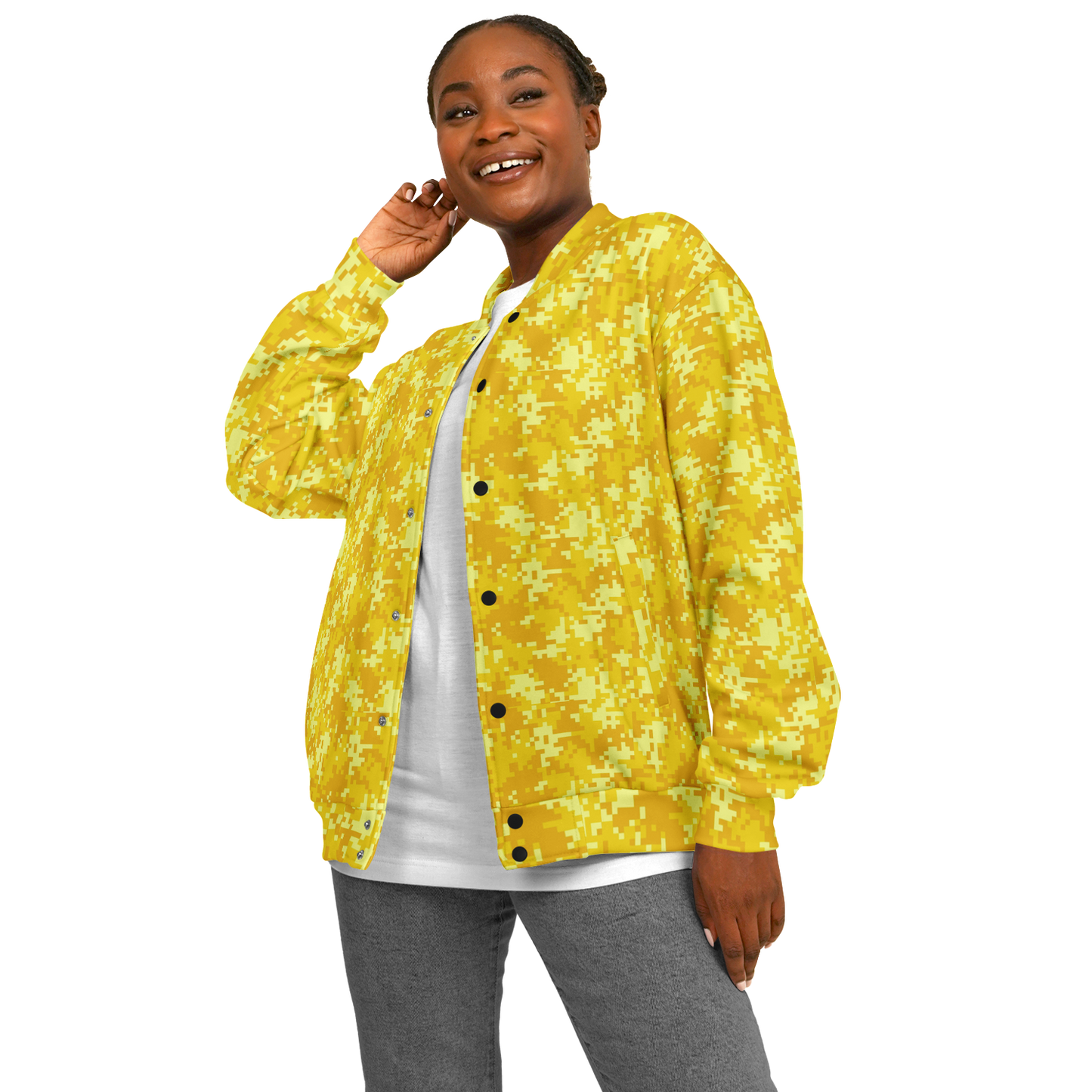 Baseball Jacket in Yellow Pixel Camouflage