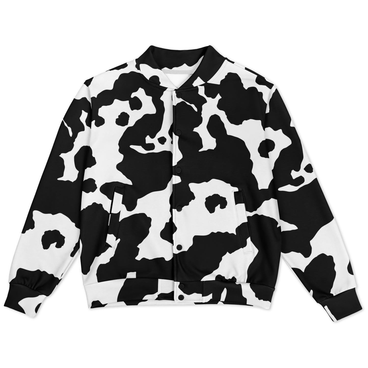 Baseball Jacket in Black & White Cow Print | Unisex