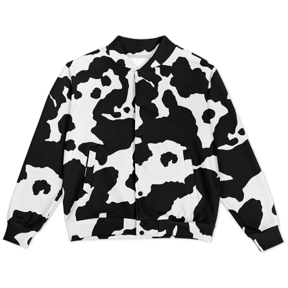 Baseball Jacket in Black & White Cow Print | Unisex